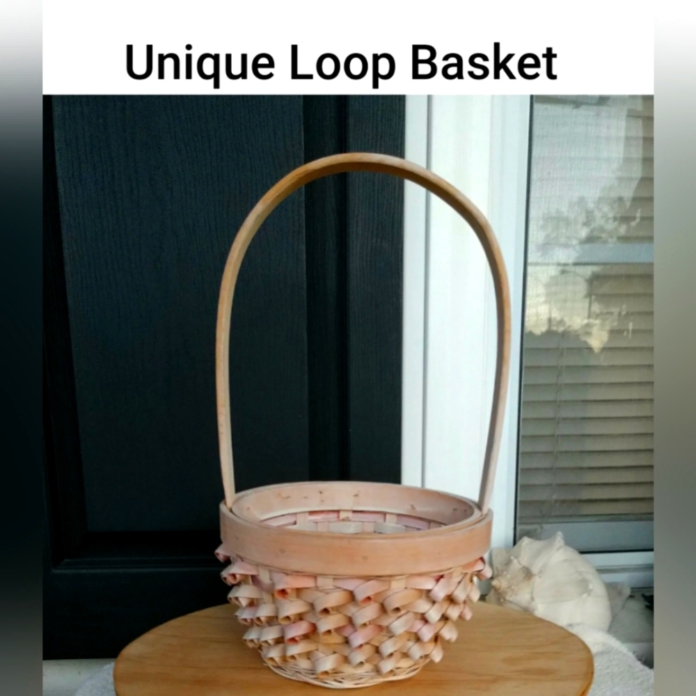 Unique Long Handle Basket 12" tall x 6 1/2" wide. Basket is 4" tall
